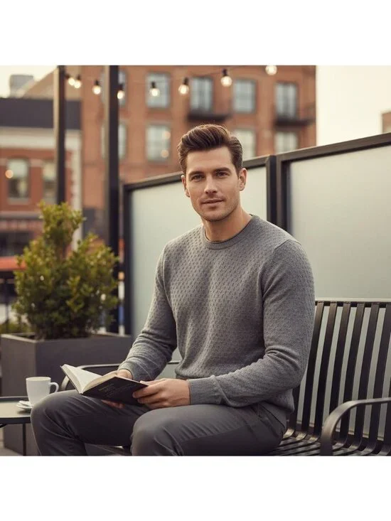 Consenso Gray Textured Crewneck Sweater Men’s XXL Lightweight Knit - Picture 1 of 8